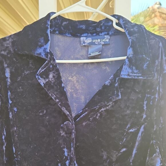 Susan Graver Blue Ruffled Notched Collar Blazer - Picture 4 of 5